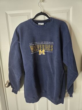 University of Michigan Wolverines Navy Blue Crewneck Sweatshirt Vintage 90's